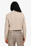 Celine Beige Wool Double Breasted Cropped Tweed Jacket Size 34
