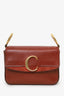 Chloe Brown Leather 'C' Shoulder Bag with Strap