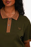 Prada Green/Brown Trim Cotton Logo Polo Size S Mens