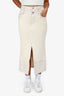 Simkhai Cream Cotton Shearling/Denim Midi Skirt Size S