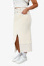 Simkhai Cream Cotton Shearling/Denim Midi Skirt Size S