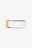 Hermès White/Taupe Leather Reversible H Buckle Belt Size 105