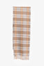 Burberry Blue/Beige Cashmere Plaid Fringe Scarf
