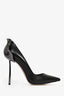 Le Silla Black Leather/Metal Pointed Pumps Size 36.5