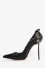 Le Silla Black Leather/Metal Pointed Pumps Size 36.5