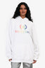 Balenciaga 2018 White/Rainbow Embroidered Logo Hoodie Size S