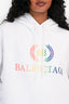 Balenciaga 2018 White/Rainbow Embroidered Logo Hoodie Size S