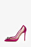Aquazzura Purple Satin/Mesh Crystal Embellished Heels Size 35.5