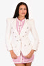 Balmain White Padded Shoulder Denim Jacket Size 40