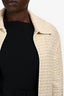 St. John Cream/Green Sequined Long Cardigan Size 4