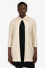 St. John Cream/Green Sequined Long Cardigan Size 4