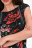 Roberto Cavalli Black/Red Floral Sleeveless Midi Dress Size 40
