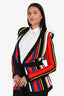 Balmain Multicolour Striped Long Cardigan with Belt Size 40
