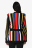 Balmain Multicolour Striped Long Cardigan with Belt Size 40