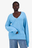 Tom Ford Blue Chunky Knit V-Neck Sweater Size XL