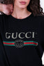 Gucci Black Logo T-Shirt with Flower Embroider Size S