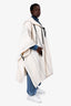 3.1 Phillip Lim White/Grey Wool Leather Trimmed Poncho Size OS