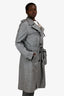 Tom Ford Grey Linen Wool Blend Trench with Belt Size 52 Mens