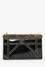 Christian Dior 2017 Black Patent Studded Small Diorama Flap Bag