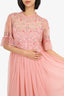 Needle & Thread Pink Floral Embroidery Tulle Short Sleeve Maxi Dress Size 12