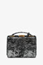 Mark Cross Black/Silver Velvet Top Handle With Strap