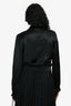 Pre-Loved Chanel™ Black Silk CC Button Double Breasted Jacket Size 34