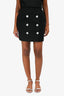 Balmain Black Tweed Button Embellished Mini Skirt Size 36