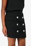 Balmain Black Tweed Button Embellished Mini Skirt Size 36