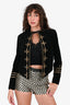 Saint Laurent Black Suede Gold Embroidered Officer Jacket Size 40