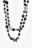Pre-Loved Chanel™ 2008 Gun Metal Faux Pearl CC Station Necklace