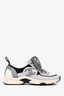 Pre-Loved Chanel™ White/Grey Suede Leather CC Sneakers Size 37.5