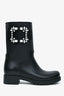 Roger Vivier Black Rubber Crystal Embellished Buckle Rain Boots Size 38
