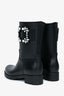 Roger Vivier Black Rubber Crystal Embellished Buckle Rain Boots Size 38