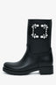 Roger Vivier Black Rubber Crystal Embellished Buckle Rain Boots Size 38