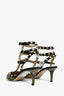 Valentino Black Crystal Embellished Rockstud Cage Heels Size 37