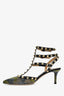 Valentino Black Crystal Embellished Rockstud Cage Heels Size 37