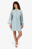 Gucci 2019 Pale Blue GG Embroidered Denim Button Down Dress Size 40