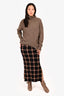 Akris Punto Black/Brown Wool Plaid Maxi Pencil Skirt Size S