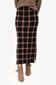 Akris Punto Black/Brown Wool Plaid Maxi Pencil Skirt Size S