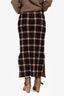 Akris Punto Black/Brown Wool Plaid Maxi Pencil Skirt Size S