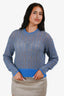 Veronica Beard Blue Alpaca/Mohair Cable Knit Crewneck Sweater Size S