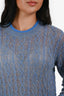 Veronica Beard Blue Alpaca/Mohair Cable Knit Crewneck Sweater Size S