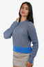 Veronica Beard Blue Alpaca/Mohair Cable Knit Crewneck Sweater Size S