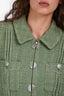 Pre-loved Chanel™ 2017 Green Tweed "Paris-Cuba" Zip-Up Blazer Size 38