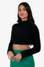 Valentino Black Wool/Cashmere Ribbed Turtleneck Crop Sweater Size S
