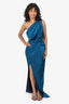 Elle Zeitoune Blue One Shoulder 'Wenona' Gown Size 8