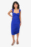 Norma Kamali Blue Ruched 'Sarina' Midi Dress Size M