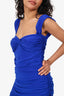 Norma Kamali Blue Ruched 'Sarina' Midi Dress Size M
