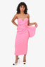 Elle Zeitoune Pink Strapless 'Elina' Midi Dress Size XS