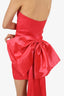 Elle Zeitoune Red Strapless Bow 'Nathalia' Mini Dress Size S